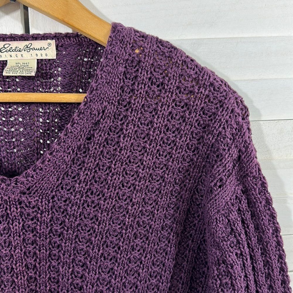 Eddie Bauer Linen Blend Burgundy Sweater SP - Picture 6 of 13
